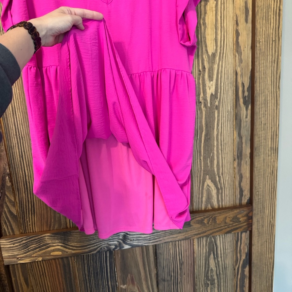 entro Hot Pink V-Neck Babydoll dress - Picture 4 of 6
